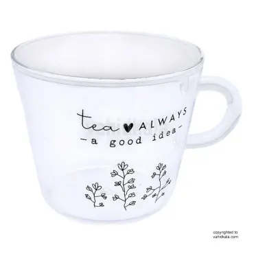 لیوان پیرکس طرح تکست so in love with tea